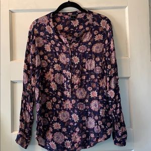 Lucky Brand Floral 1/2 Button Blouse
